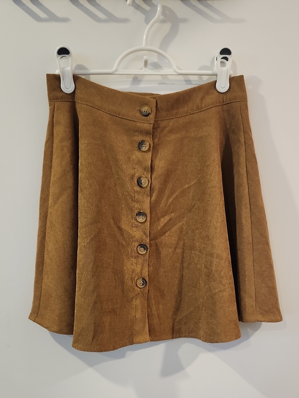 🔥 3/$25 🔥 Waist 13" Women’s A-Line Button-Front Corduroy Skirt in Tan